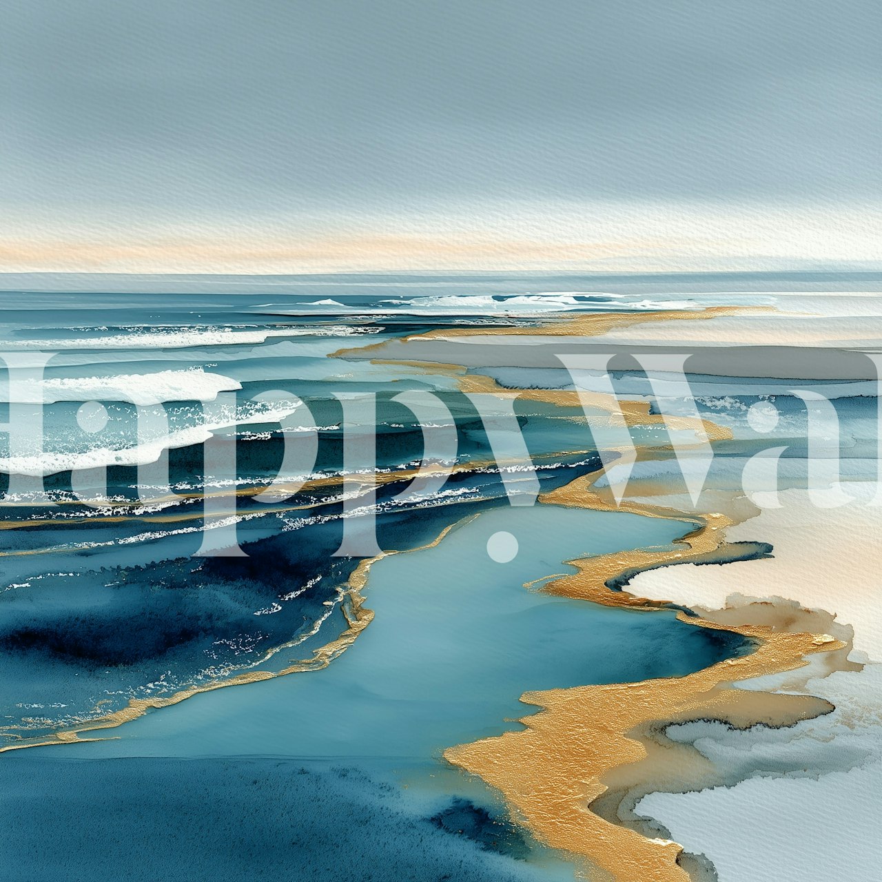 Ταπετσαρία Golden Shoreline σε ένα σύγχρονο δωμάτιο