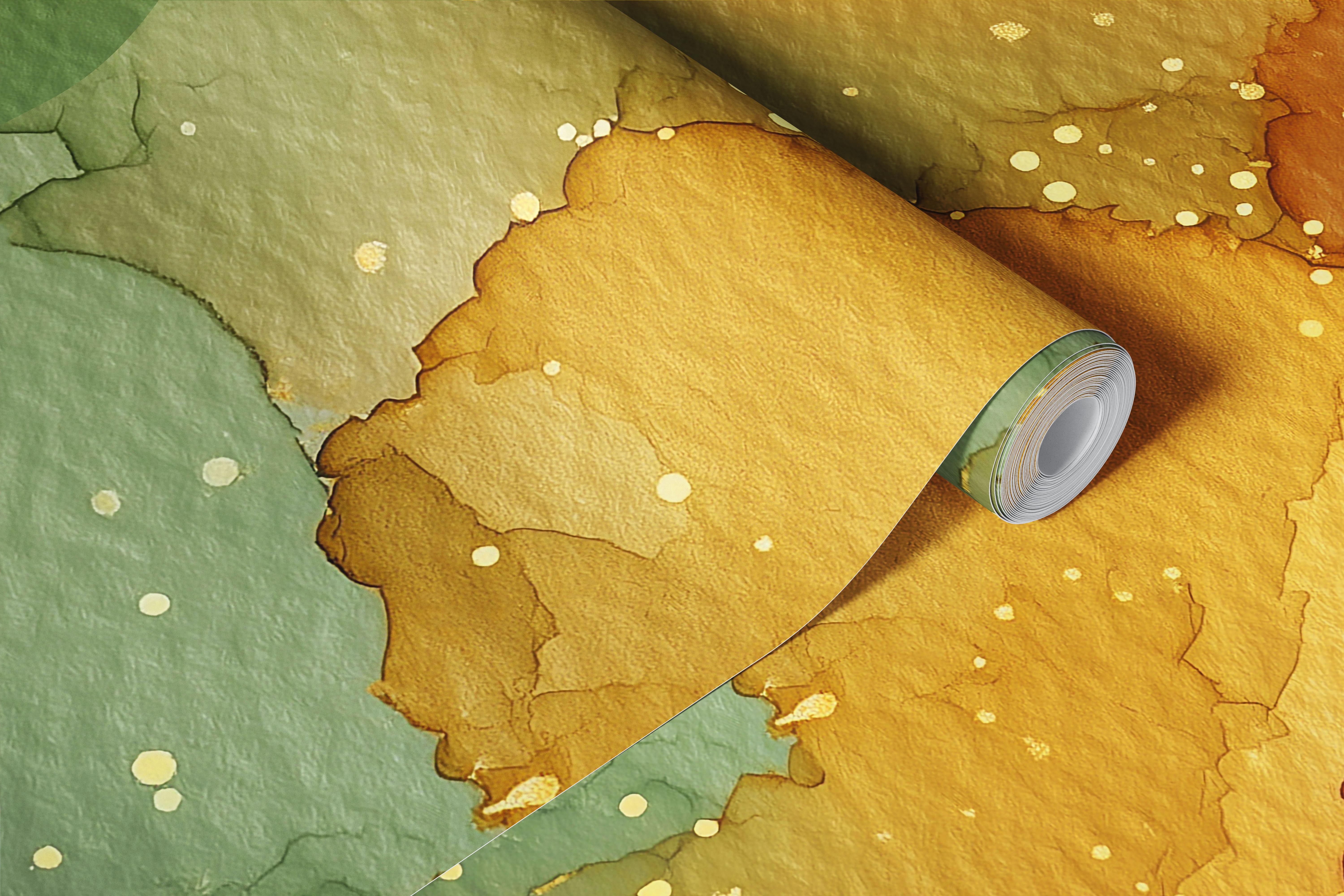 Colorful watercolor clouds with golden stars wallpaper