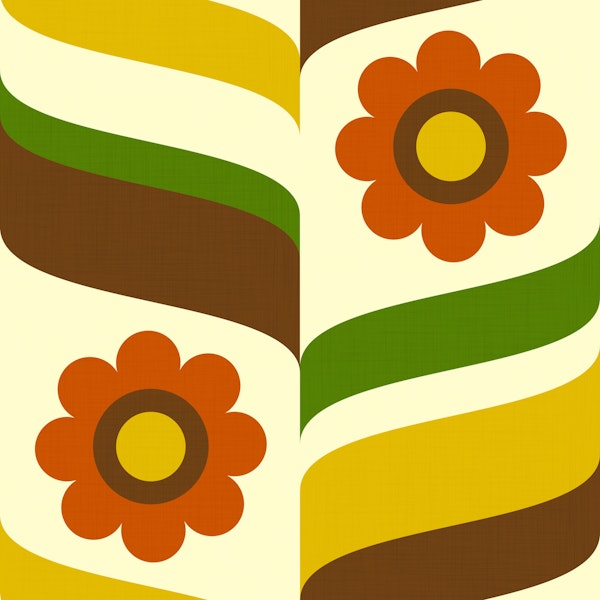 70s Groovy Daisies Waves Warm Autumn