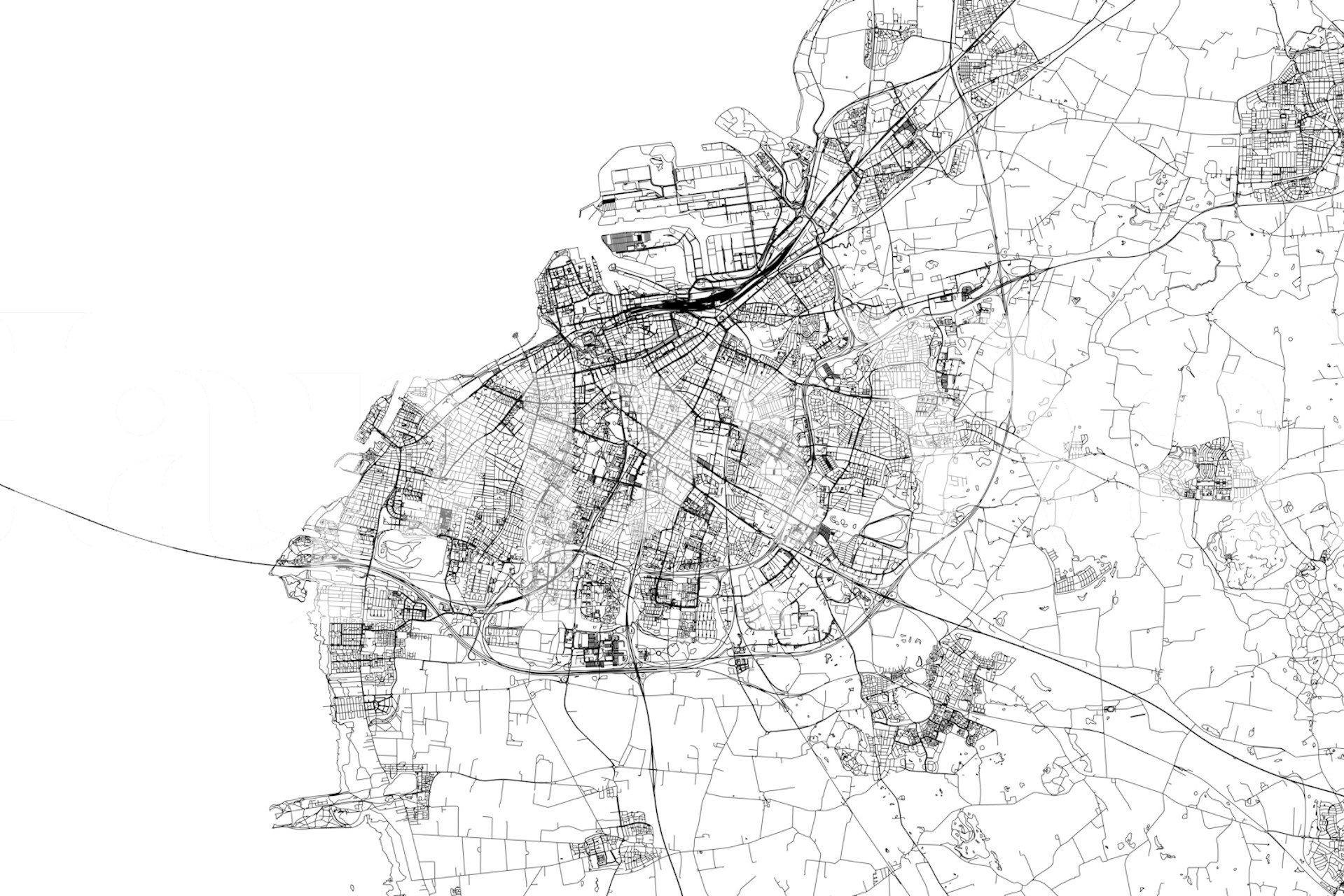 Black and white city map design wallpaper