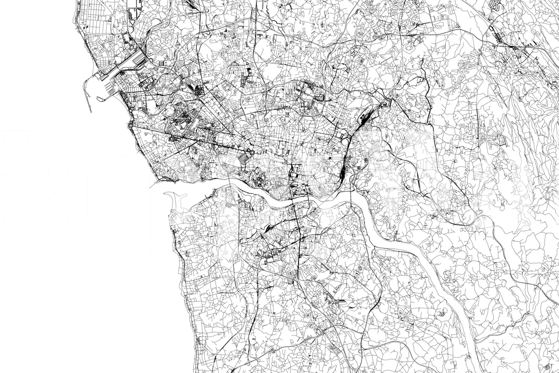 Porto Map wallpaper displayed in a room