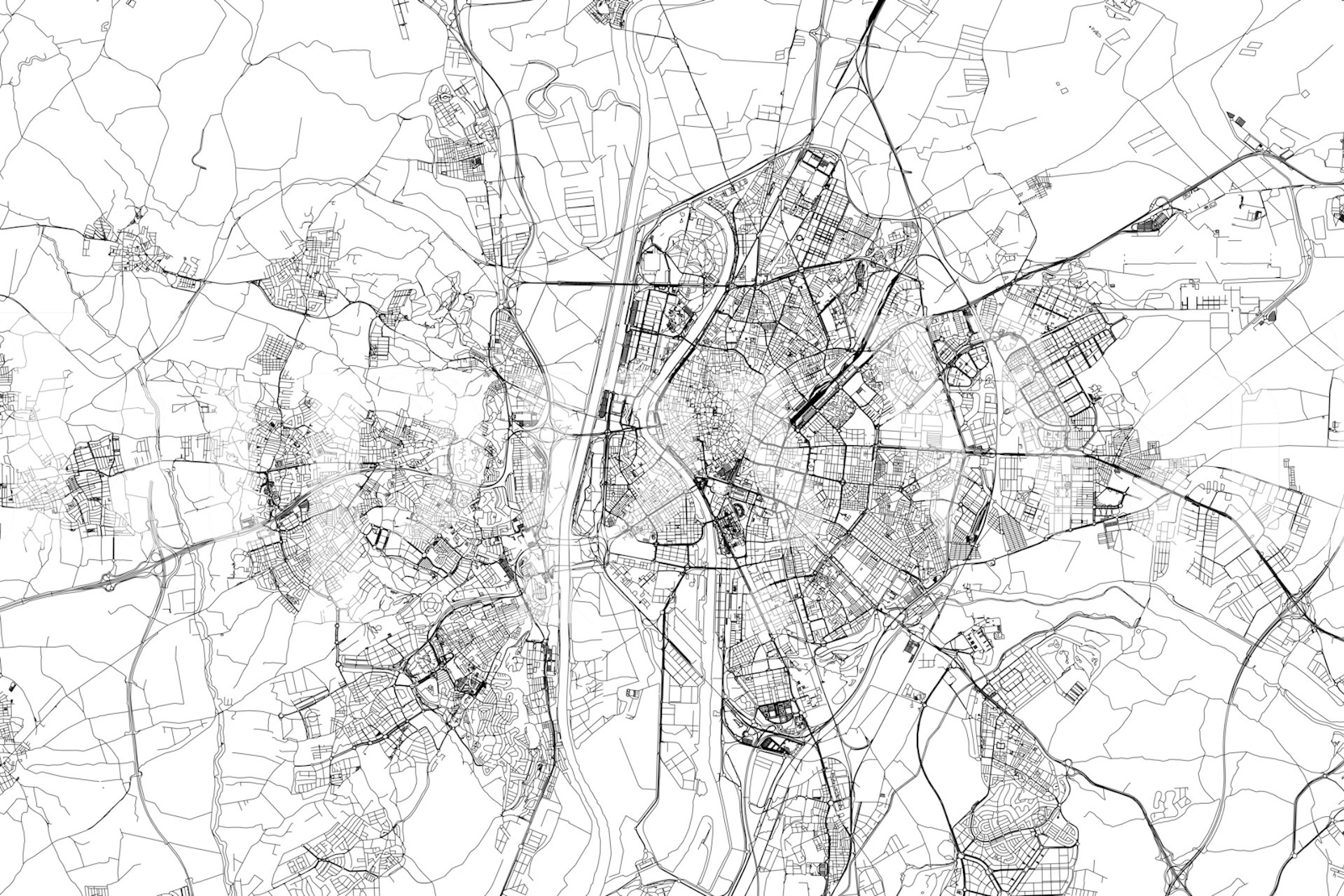 Black and white detailed map of Seville wallpaper