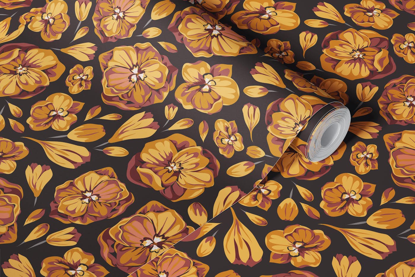 Golden Petals Fusion wallpaper roll