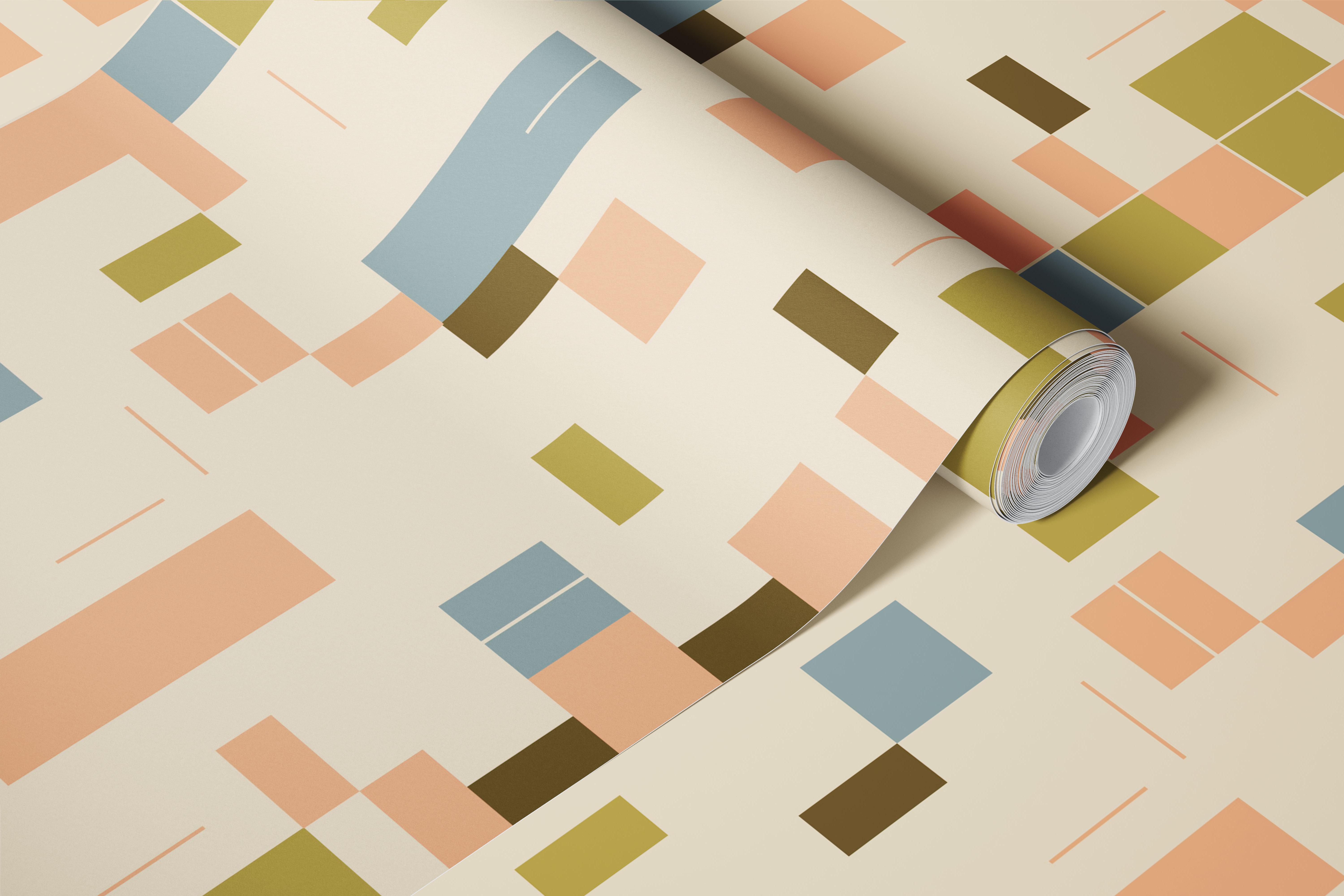 Retro Geometric Shapes tapet i et rum