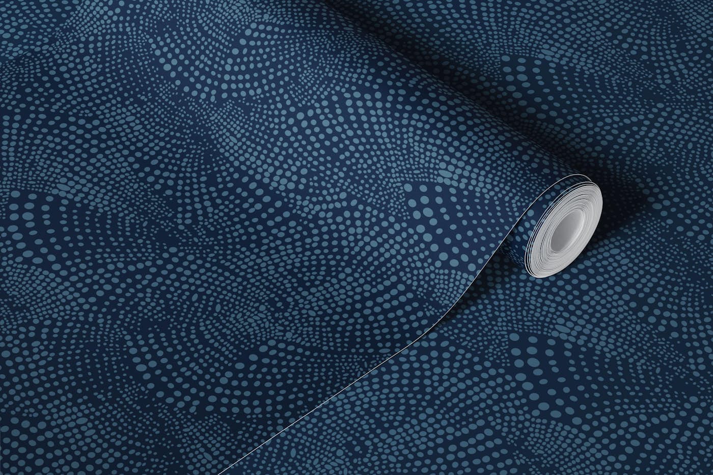 Curvy dots - Majestetic blue - Large scale wallpaper roll