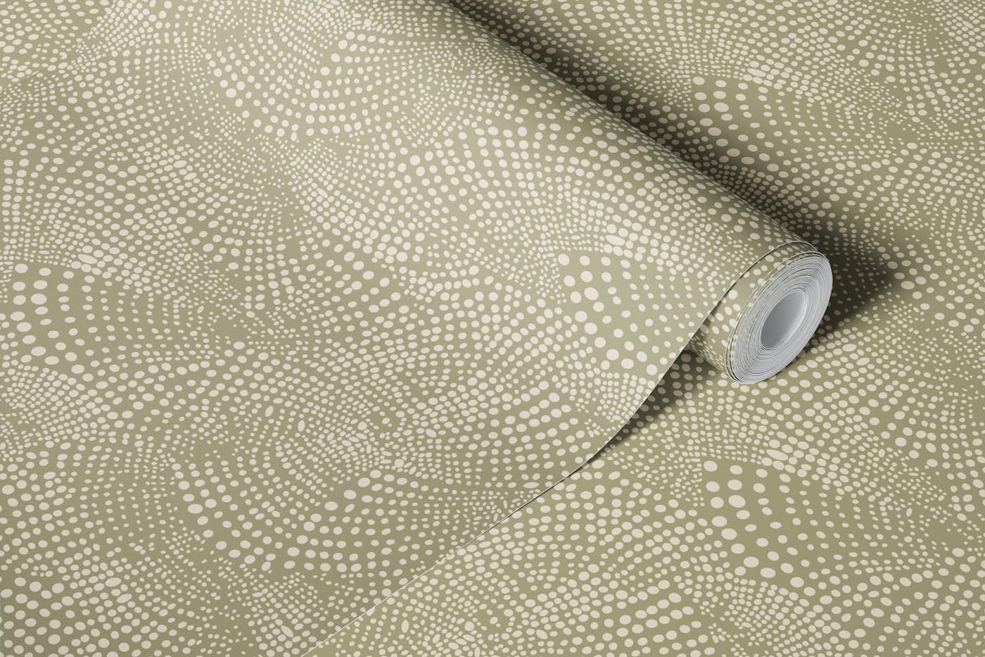 Curvy dots - Green tea - Large scale wallpaper roll