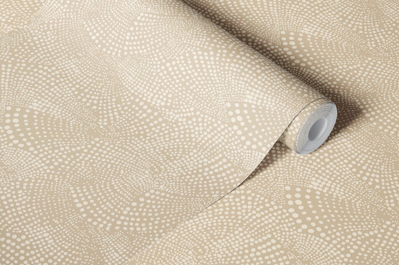Curvy dots - sand tones - Large scale wallpaper roll