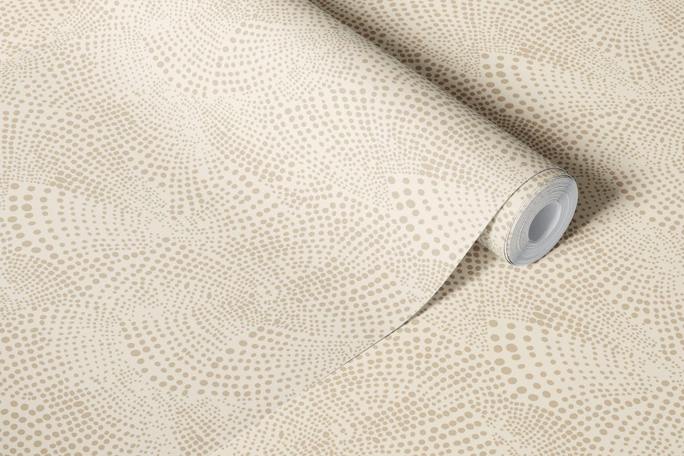 Curvy dots - warm beige - Large scale wallpaper roll