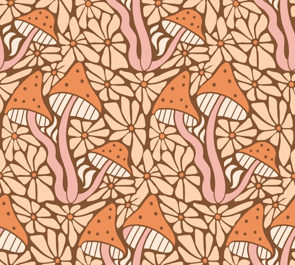 Retro Floral Mushroom Design