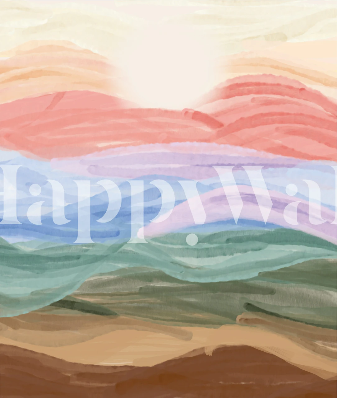 Soft Painted Horizon Landscape wallpaper in a room