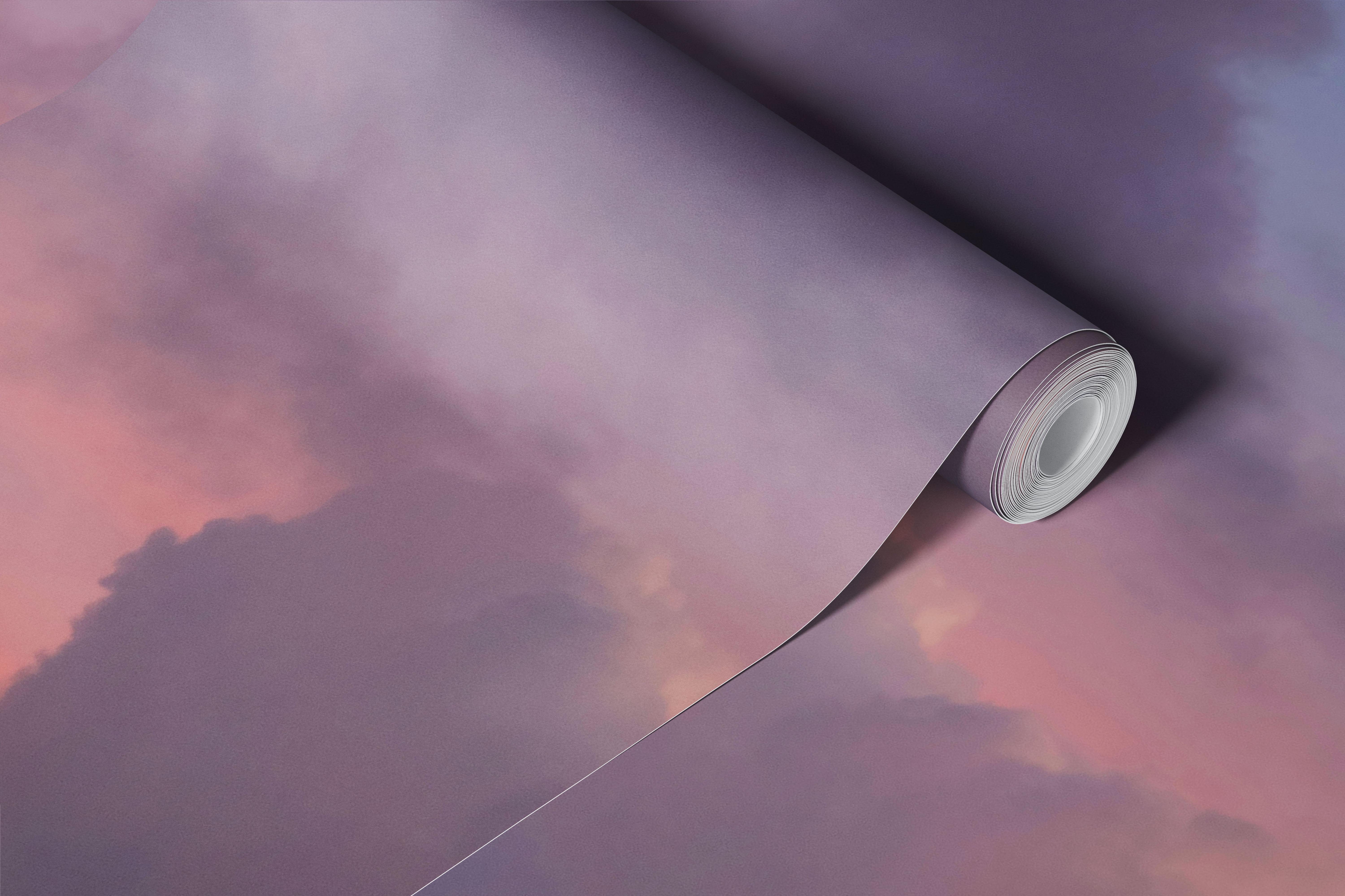 Colorful sunset clouds in shades of purple and pink wallpaper