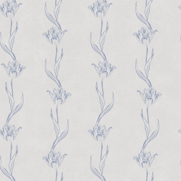 Tulipmania Stripes - Blue & Ivory Grey