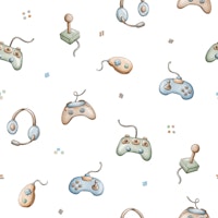 Retro Gaming Gear Small In White papiers peint