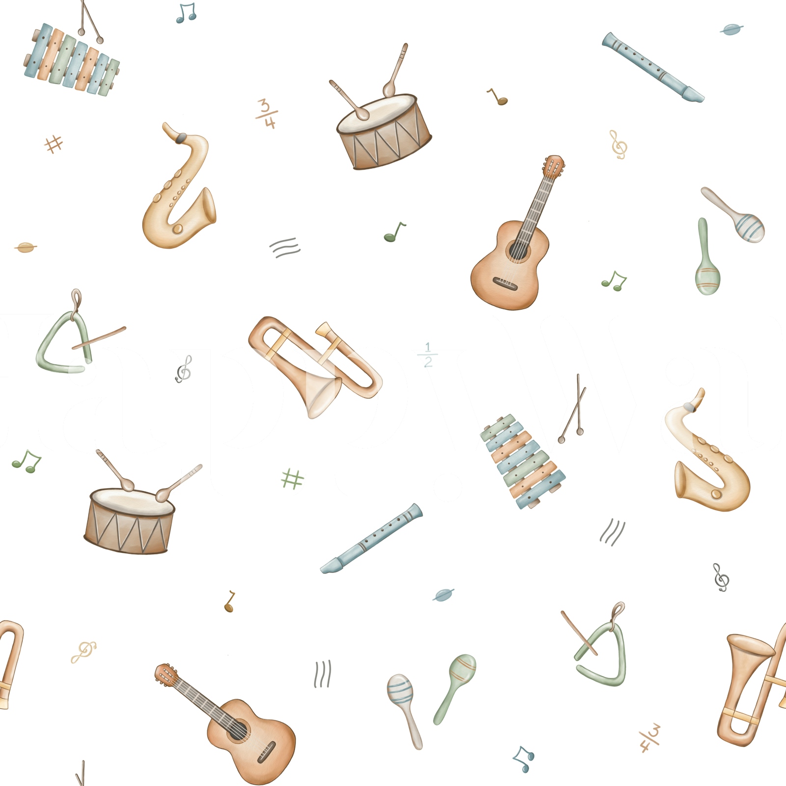 Musical Instruments Pattern Wallpaper