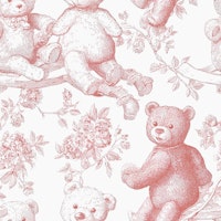 Toile Forest Bears - Pink tapeta