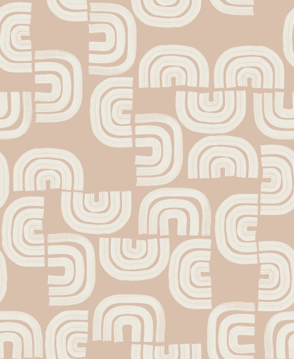 Beige Retro Arches on Pink Sand