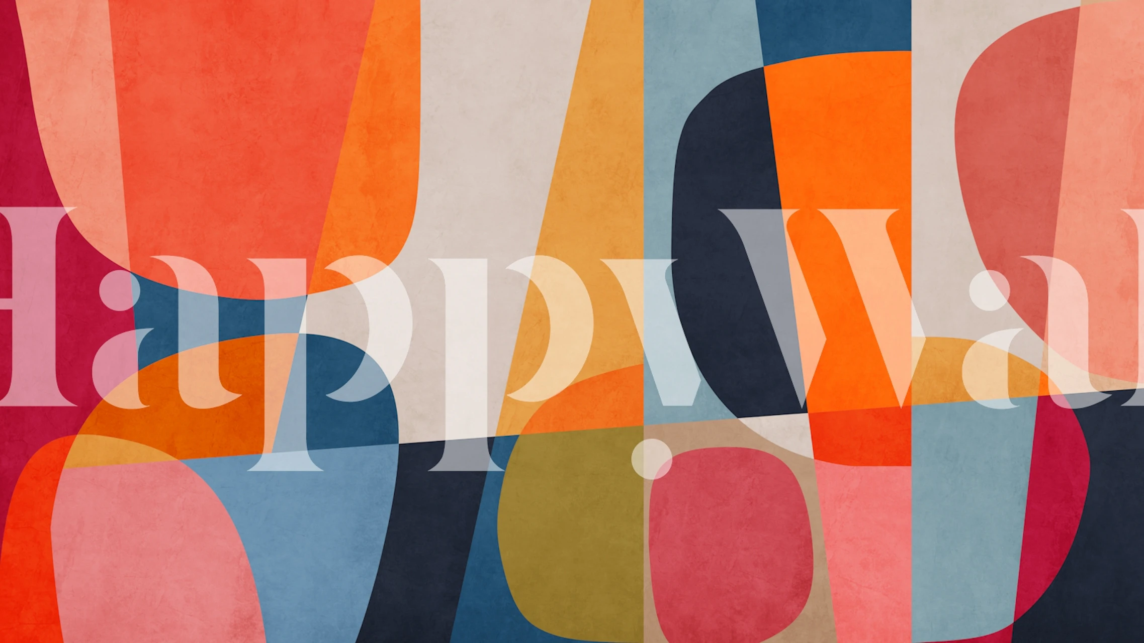 Colorful geometric fusion wallpaper in a room