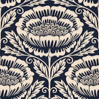 Vintage Damask Sunflower Tapestry Dark Blue tapete