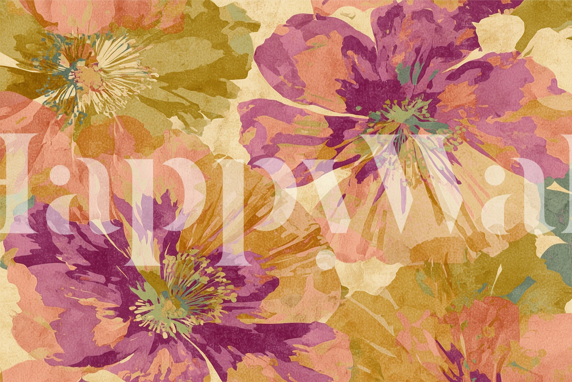 Wallpaper Blooming Macro Serenity em um quarto