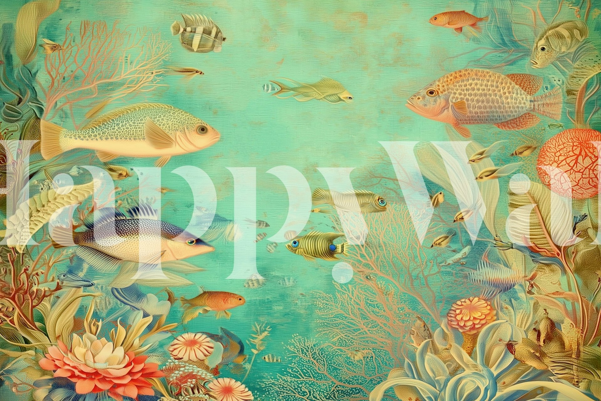 Tropical fish swimming in coral reefs, colorful underwater scene wallpaper