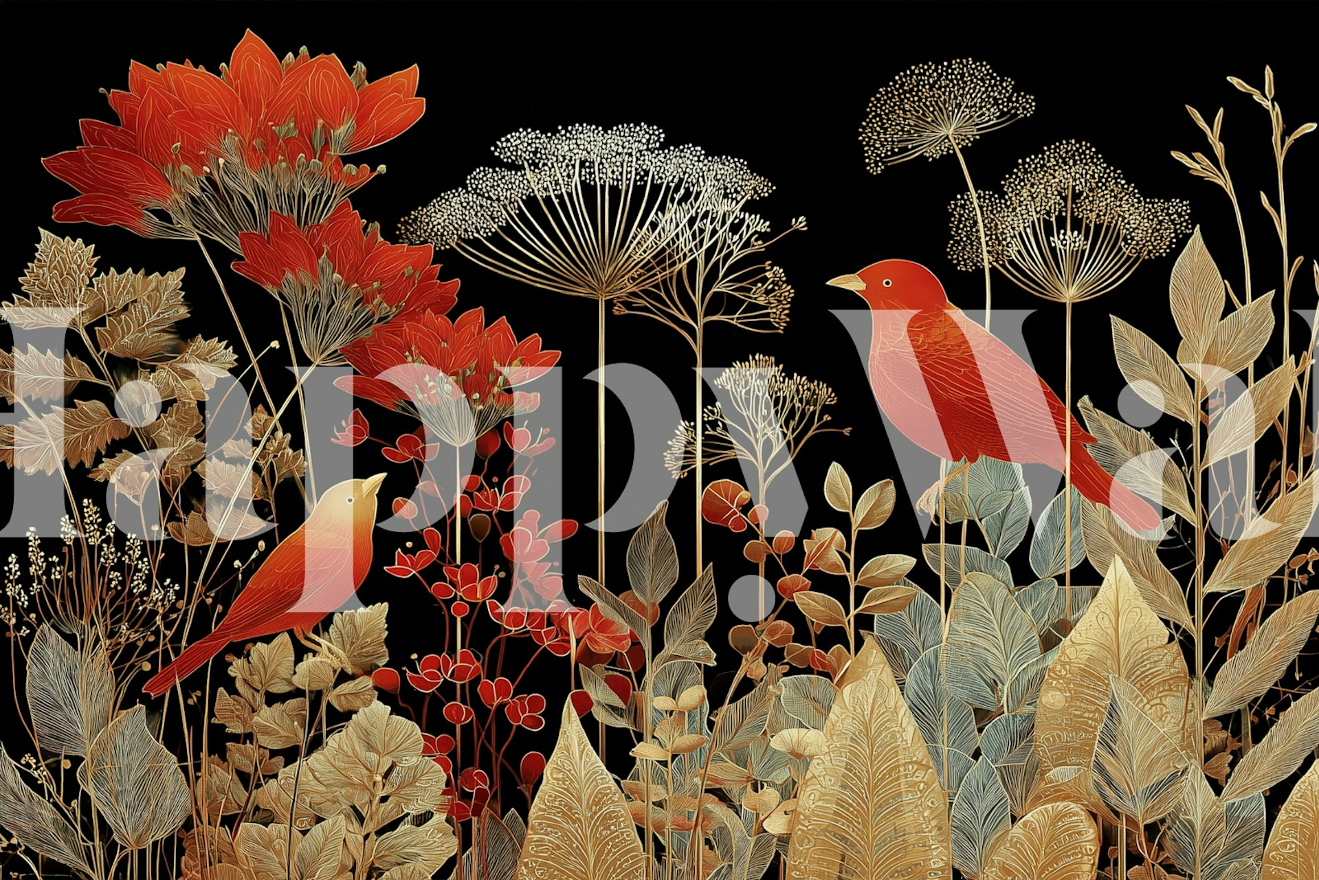 Design tapety Ember Golden Garden v pokoji