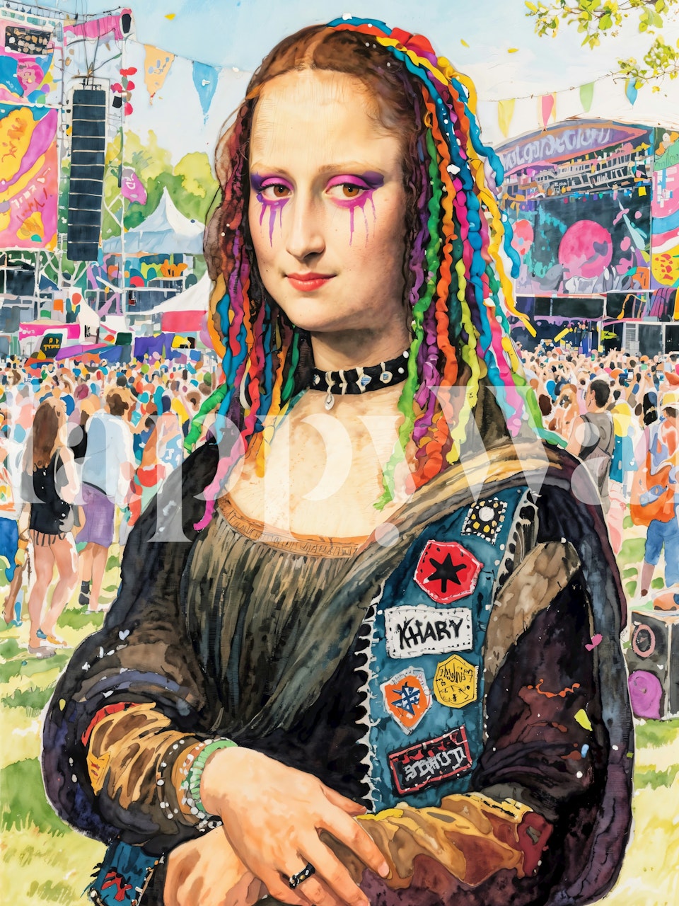 Sassy Mona Lisa Punk wallpaper design in a room