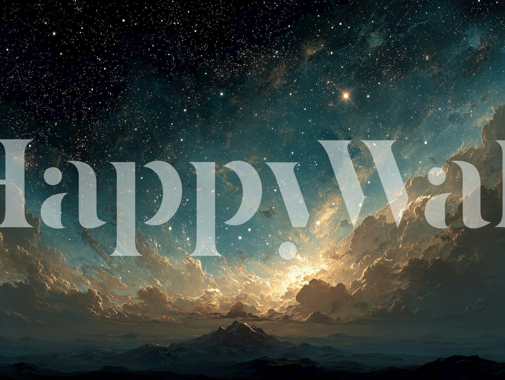 Celestial nightscape wallpaper in a room