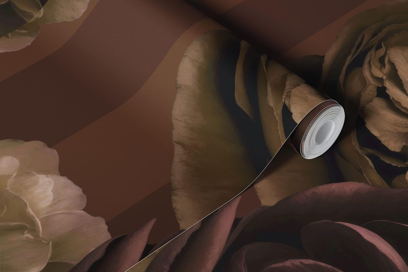 Moody Baroque Blossom Dream Nocturnal Brown wallpaper roll