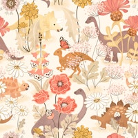 Dinosaurs garden in neutral tones - jumbo tapeta