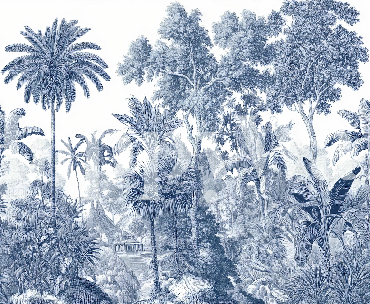 Blue Jungle Escape Tapete in einem Raumsetting