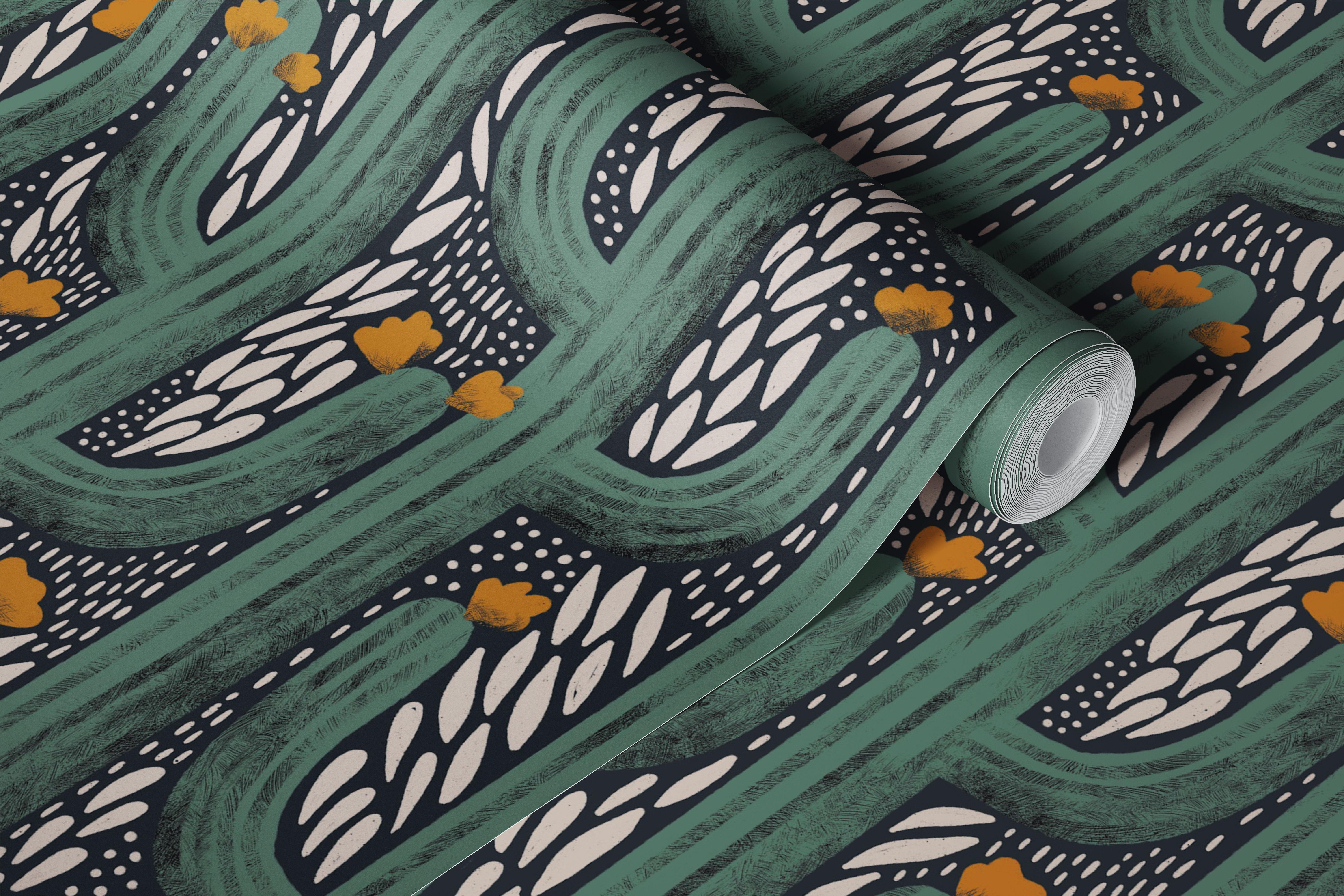 Wyatt green wallpaper design in a room