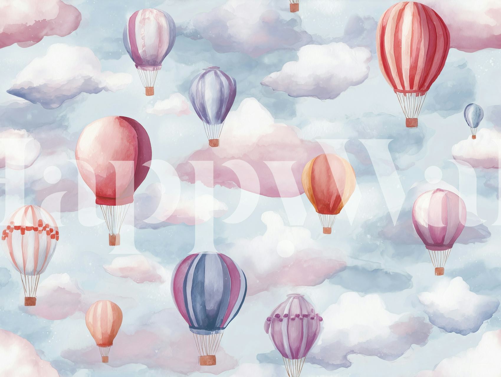 Colorful balloons wallpaper in a room