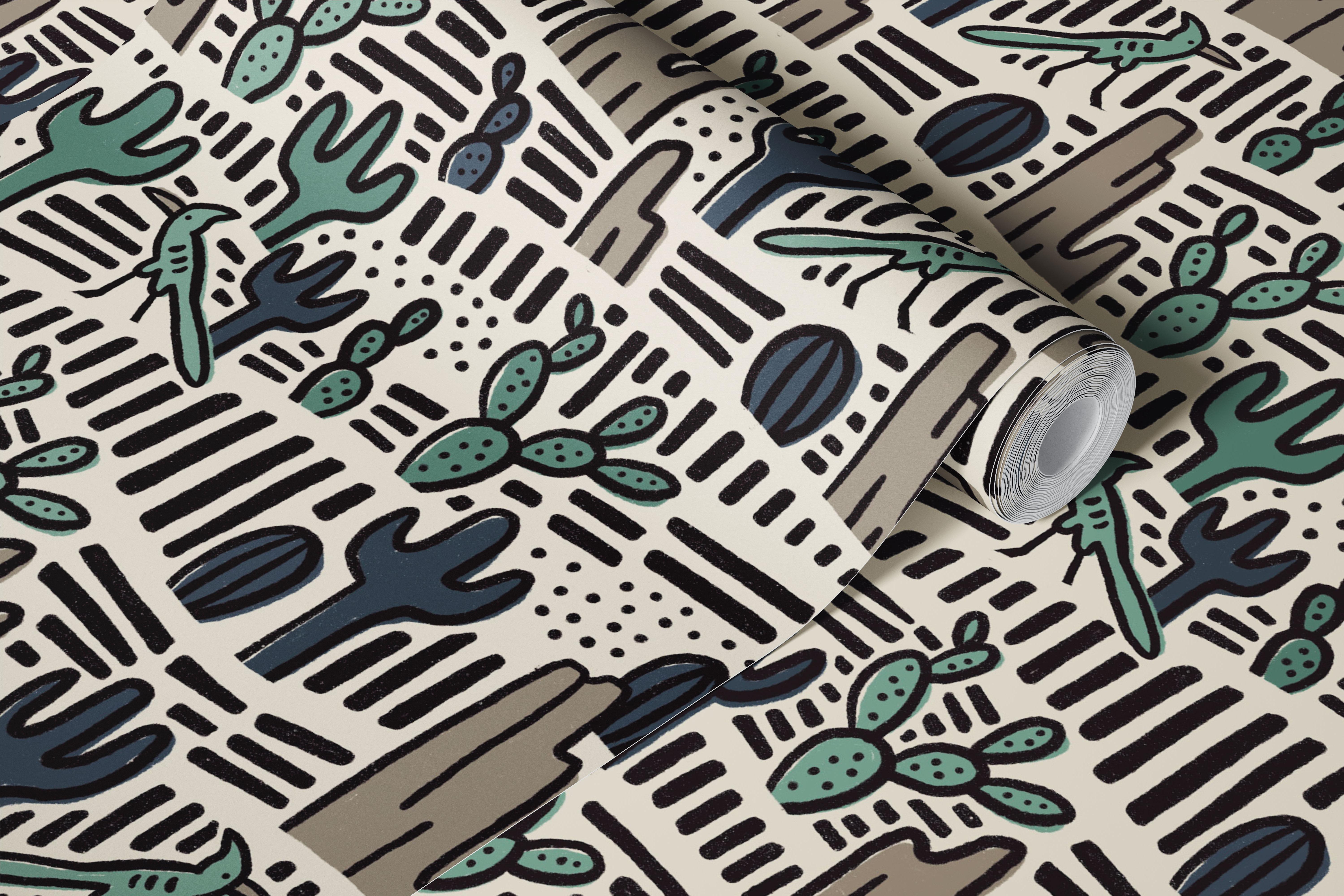 Wiley navy wallpaper displayed in a room