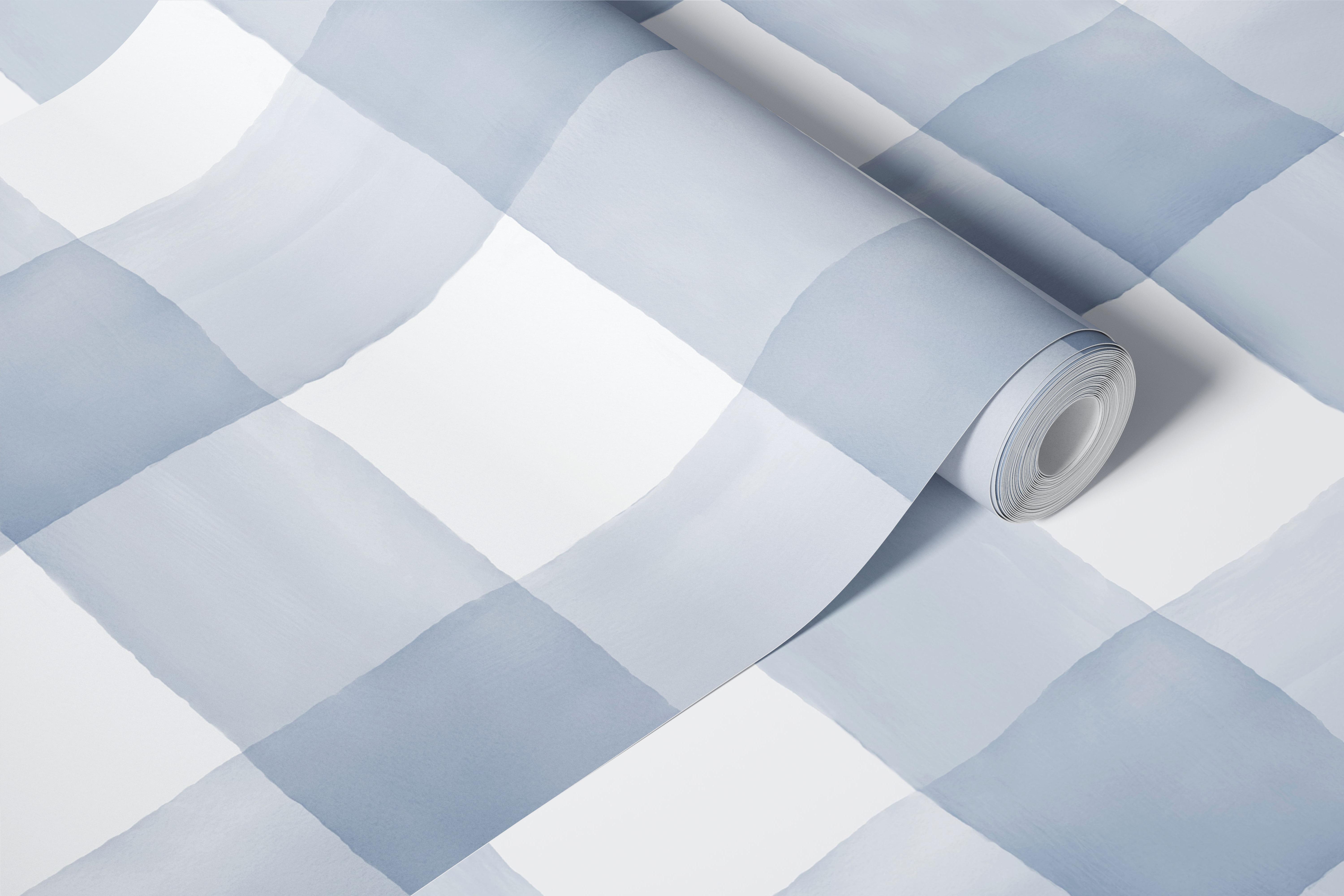 Handpainted Watercolour Gingham in Dove Blue wallpaper