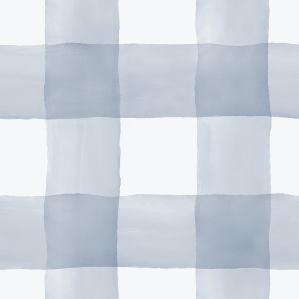 Handpainted Watercolour Gingham - Dove Blue