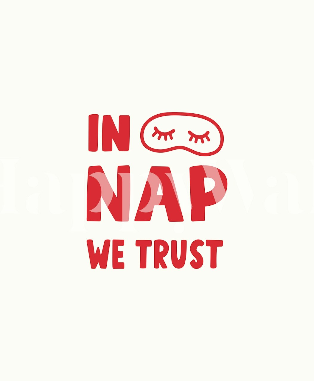 Red and cream wallpaper featuring nap-themed text and sleep mask illustrations