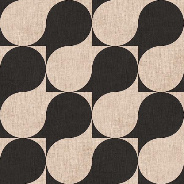 Retro Abstract - charcoal and tan