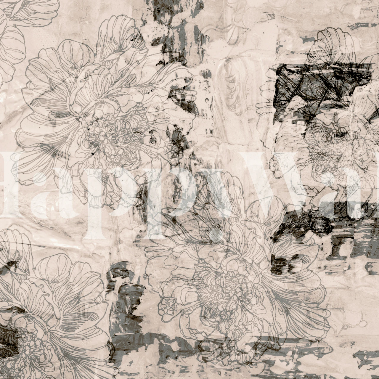 Peony Whisper Harmony tapet visad i ett rum