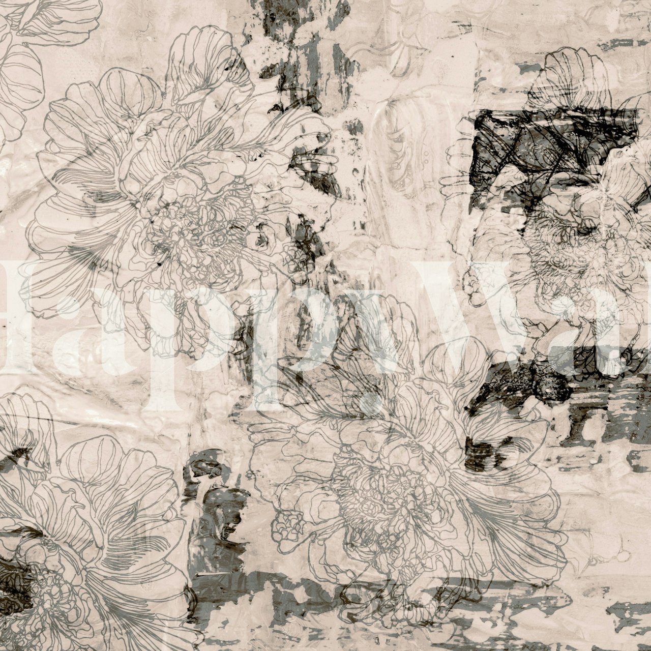 Tapeta Peony Whisper Harmony vystavená v místnosti