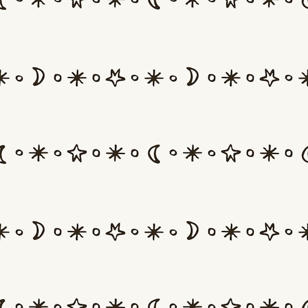 Celestial Moon and Star Charcoal Beige