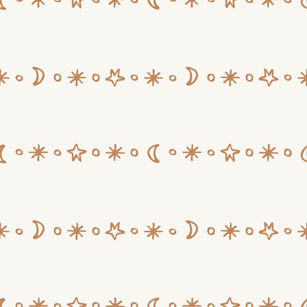 Celestial Moon and Star Brown Beige