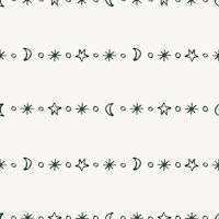 Celestial Moon and Star Darkgreen Beige tapete