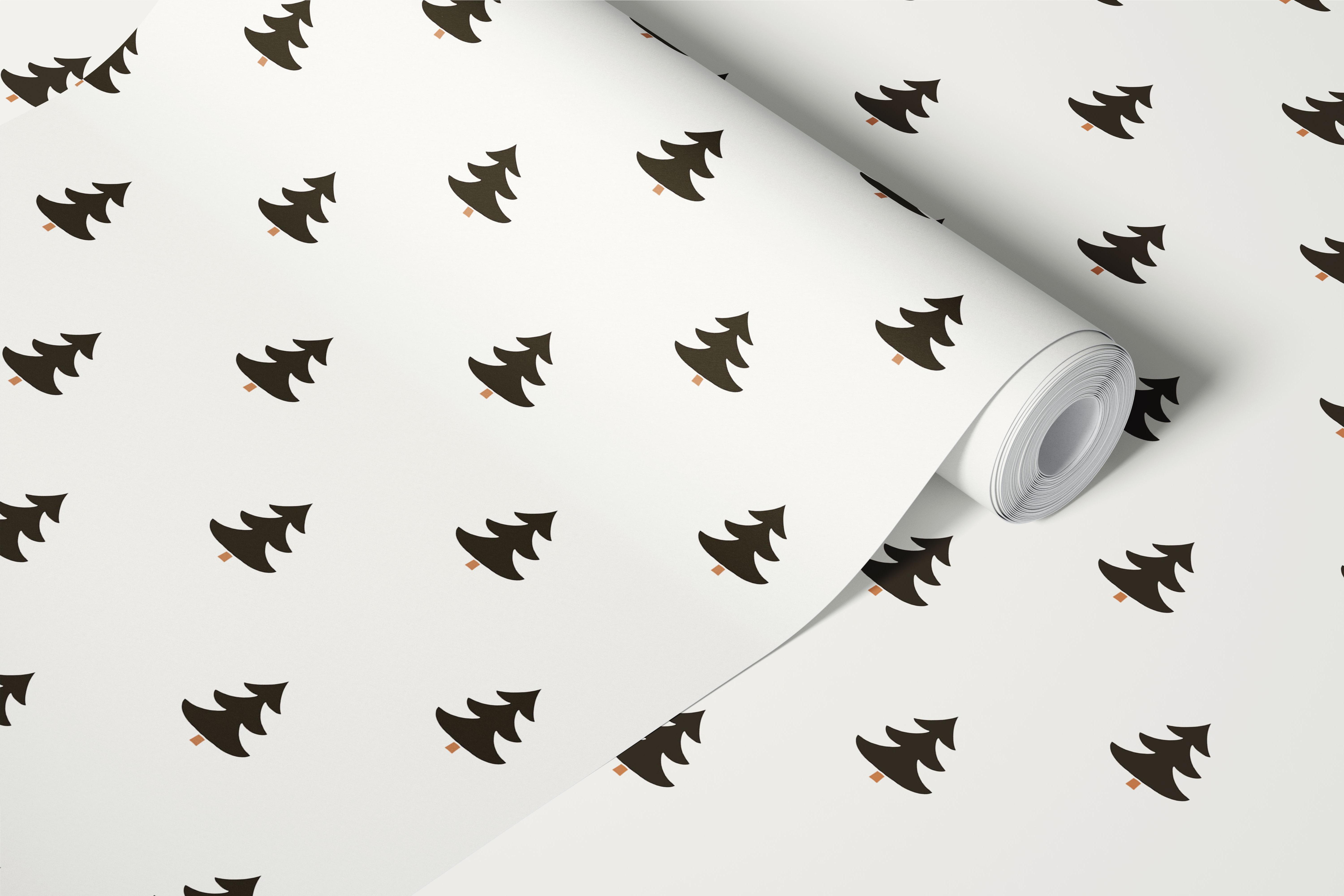 Nordic Forest Charm Darkbrown Beige wallpaper design