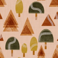 Retro Woodland Blush Mid Century Trees wallpaper
