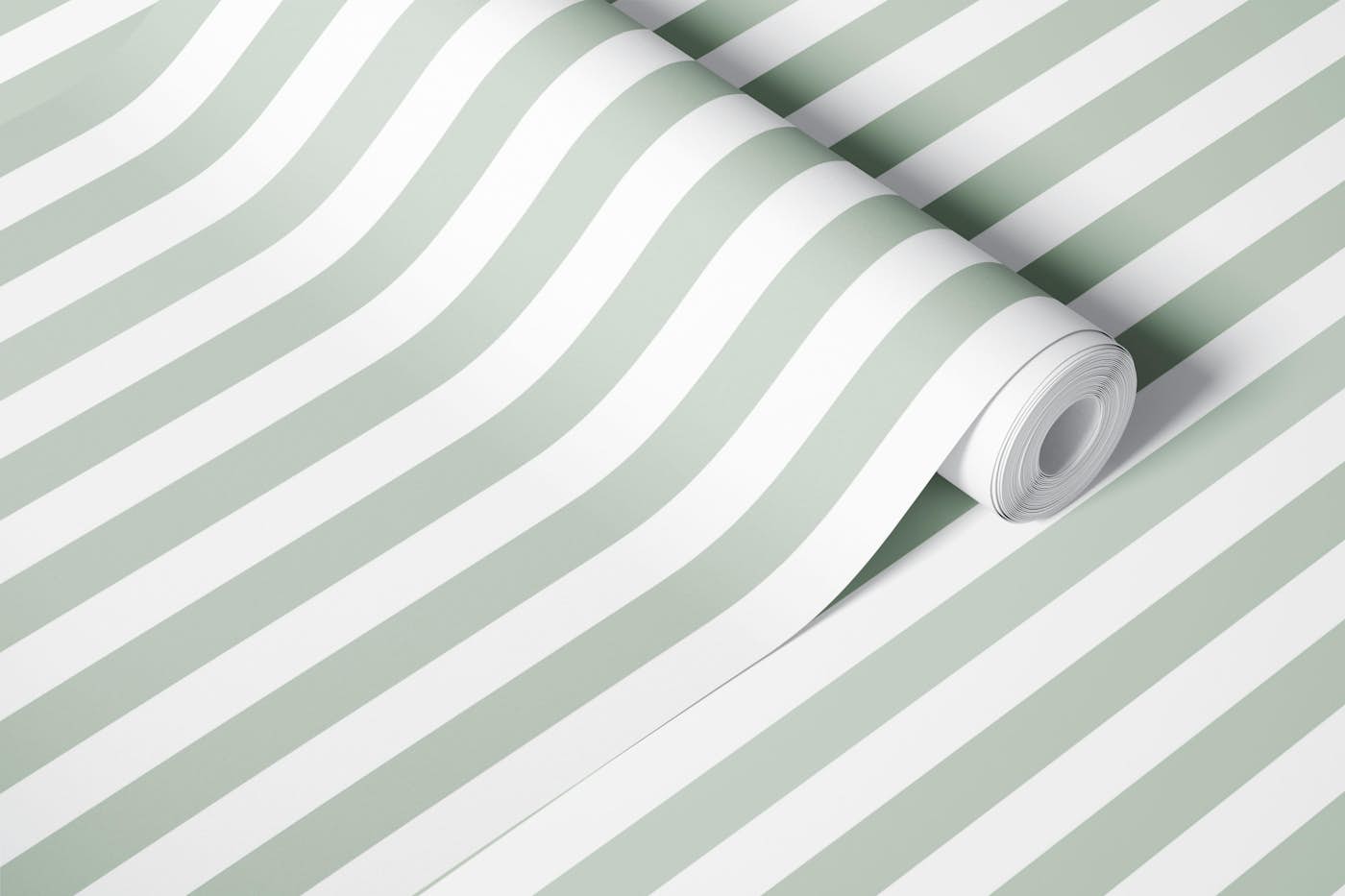 Vertical Stripes Medium In Sage Green wallpaper roll