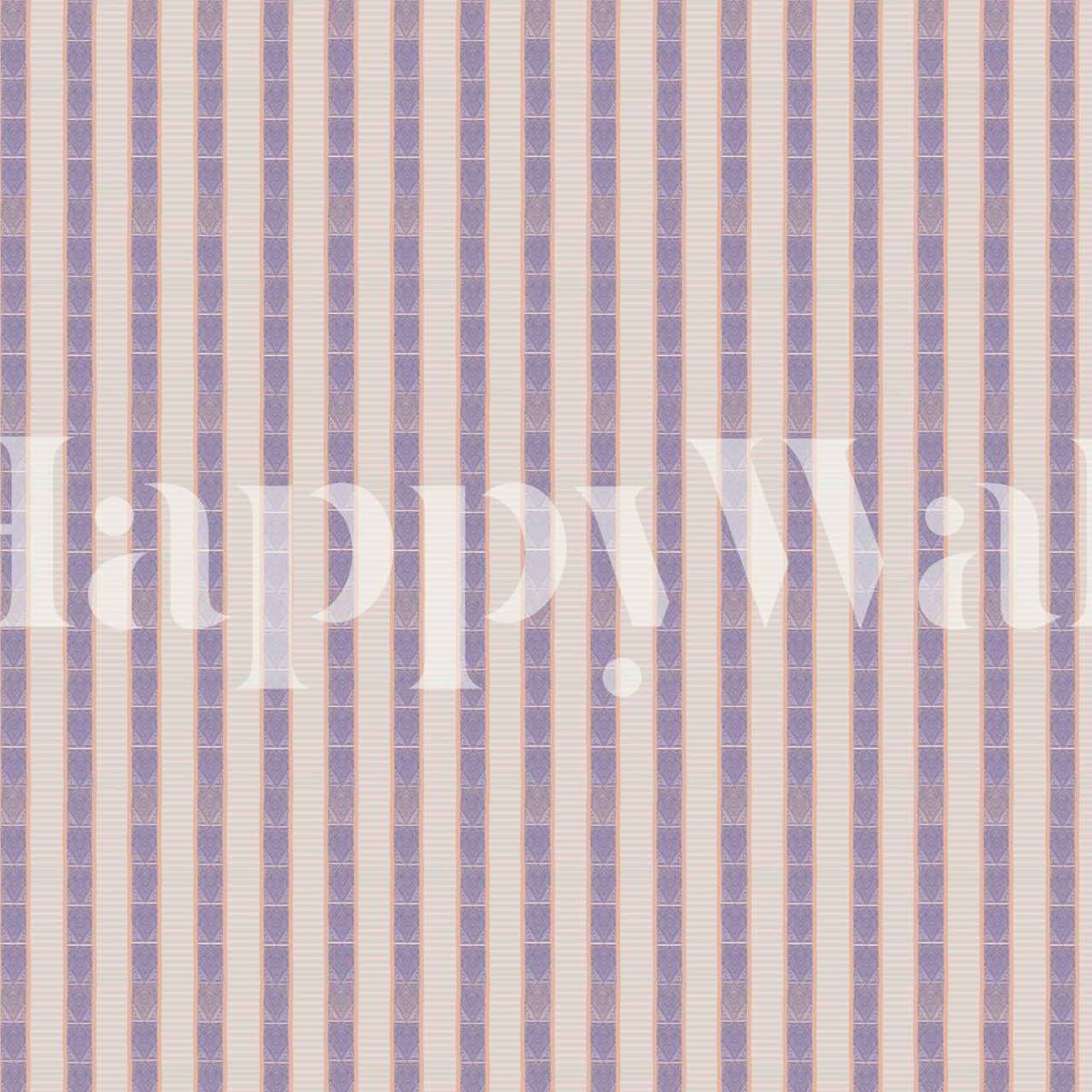 Purple and light pink striped wallpaper with geometric patterns