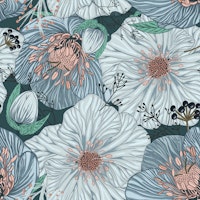 Delicate Garden Blooms - green tapete
