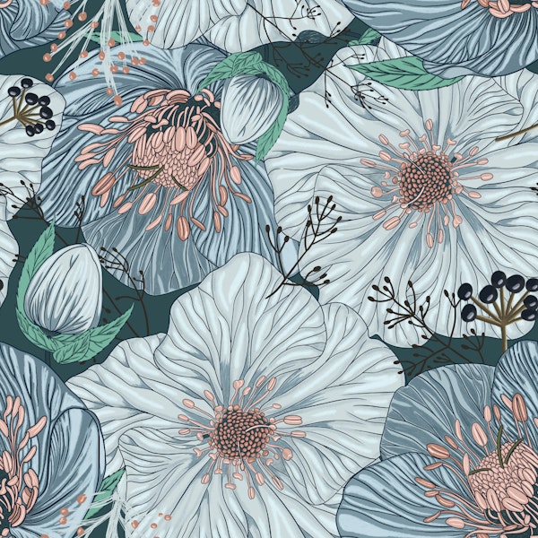 Delicate Garden Blooms - green