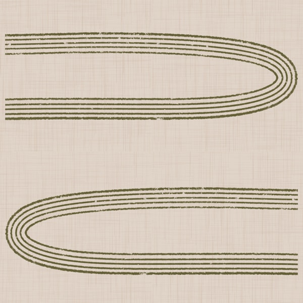 Retro Arch Lines Sage & Olive Mid Century