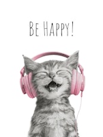 Cool Cat - Be Happy - pink behang